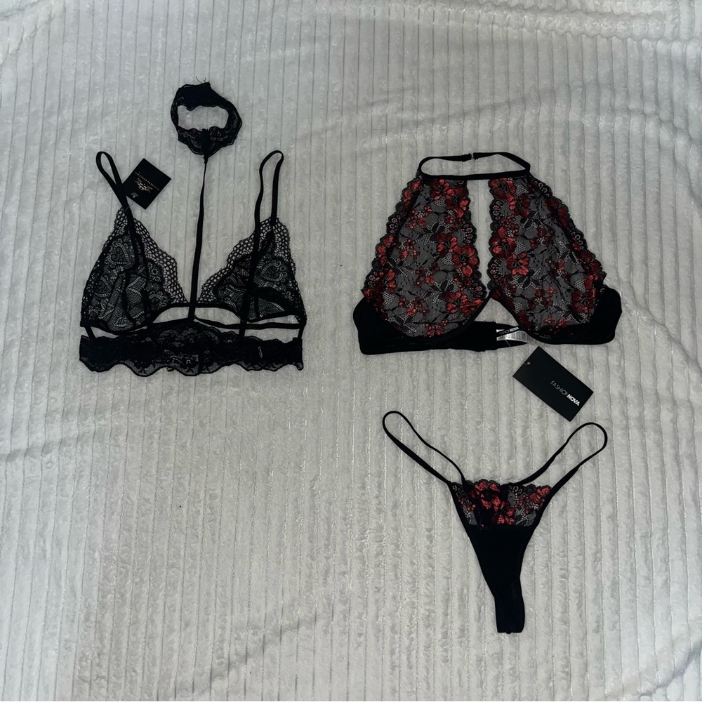 NWT Black and Red Lace Lingerie Set